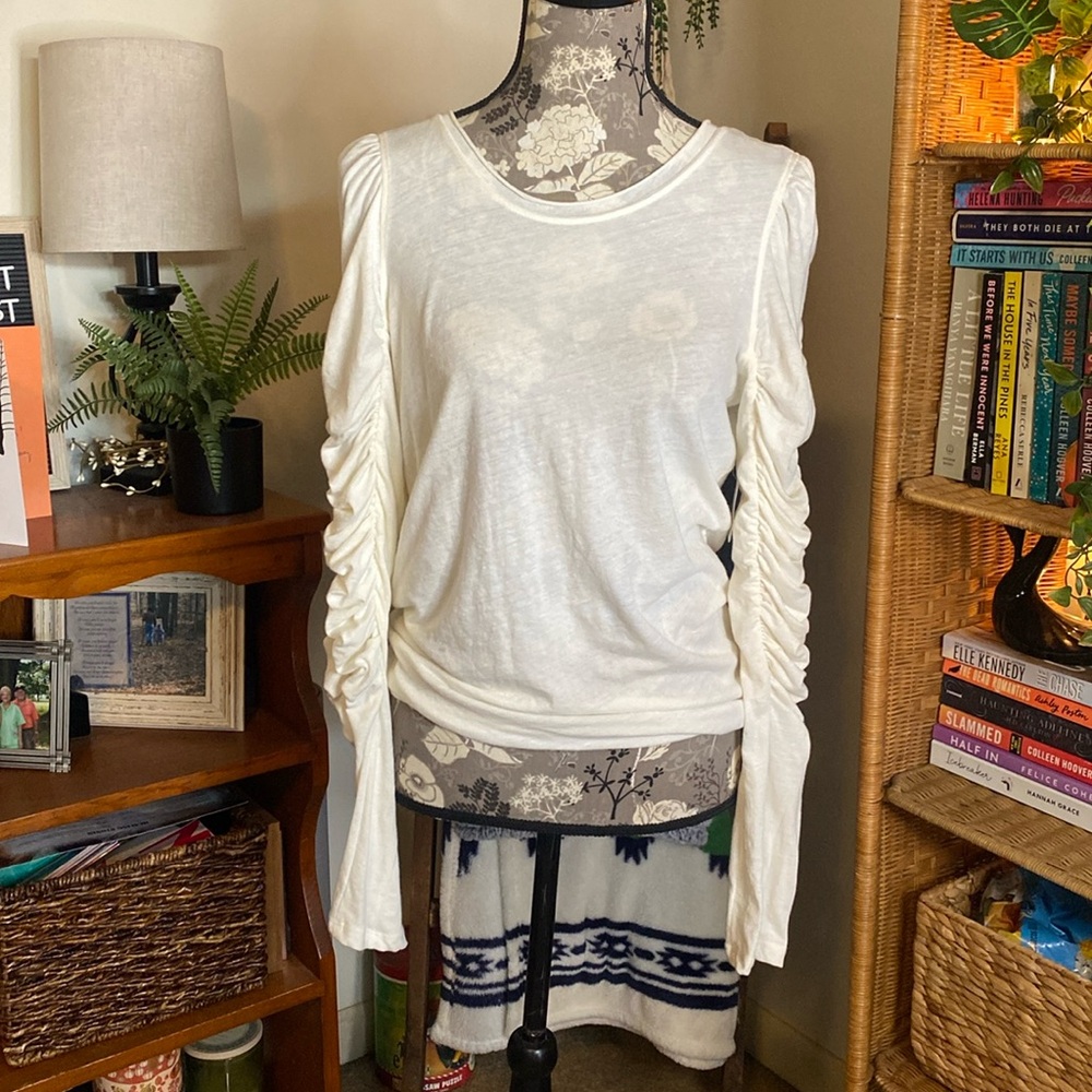 Free People Rouched Long Sleeve Top